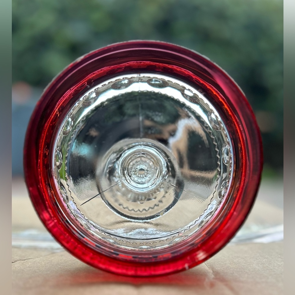 6 vintage TIFFIN-FRANCISCAN Kings Crown cranberry glass round compote - Picture 3 of 6